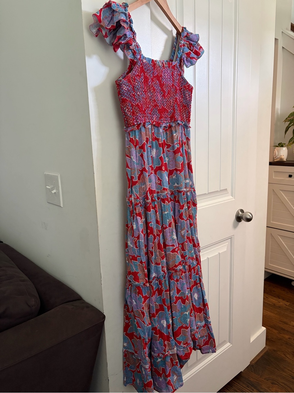 Anthropologie XS Love The Label Bouquet Smocked Maxi Dress EUC